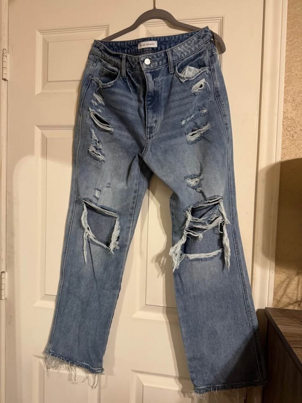 Flying Monkey Size 30 Super High Rise Distressed Straight Jeans EUC